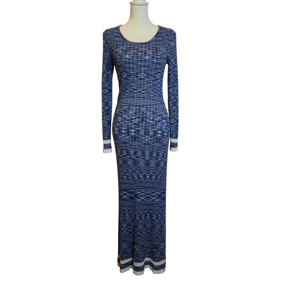 COTTON ON Blue Space Dye Ribbed Knit long Sleeve Maxi Sweater Dress Blue Size M - Picture 1 of 13
